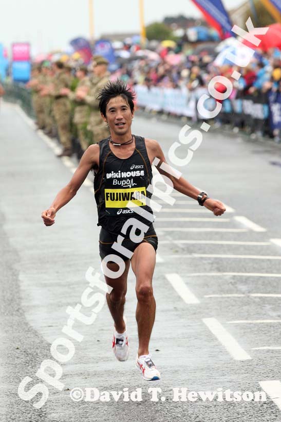 Arata Fujiwara finishing the BUPA Great North Run.